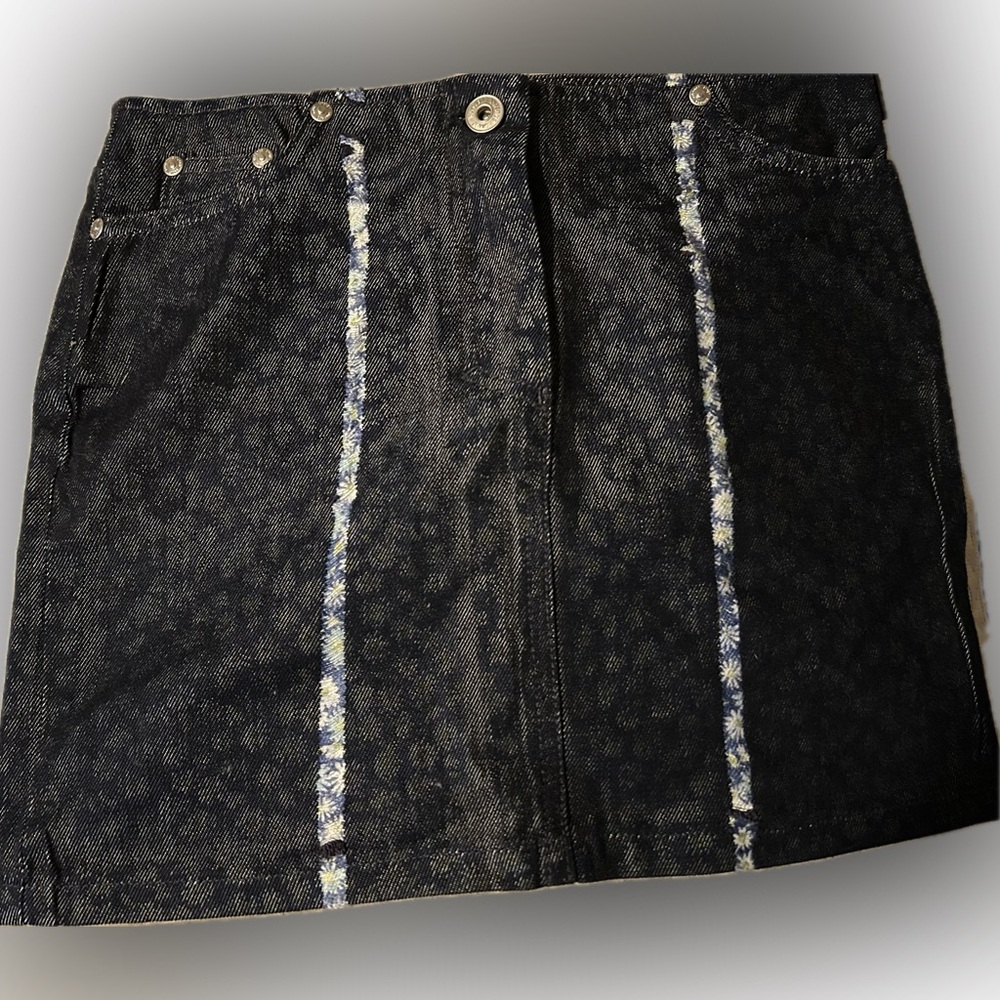 Versace Black Mini Skirt with Floral Stripes